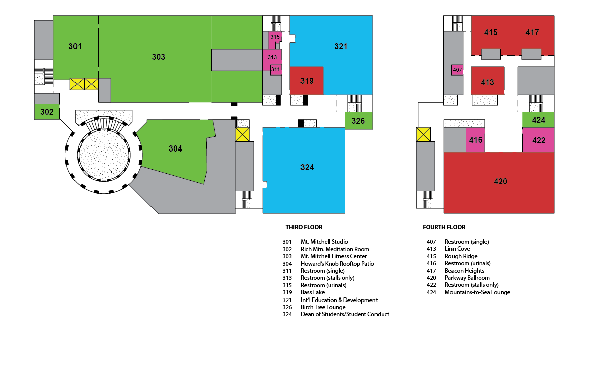 PSU Third and Fourth Floor Map